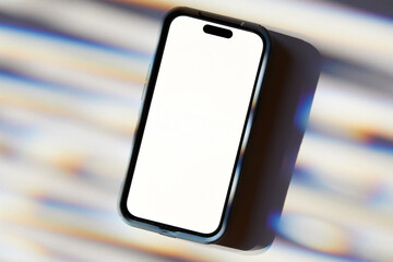 Smart phone on light streak background