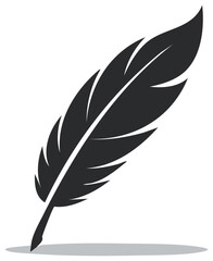 Obraz premium Elegant Black Feather Quill Pen Simple Illustration for Writing and Literature Symbolism