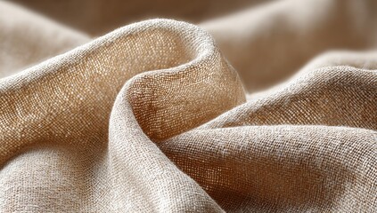 Close-up of draped light beige fabric.  Wrinkled, flowing texture