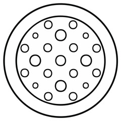 Obraz premium Simple outline of a round pizza with pepperonis isolated on white