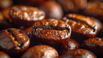 Obraz premium macro shot of roasted coffee beans