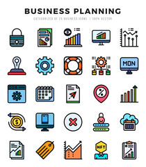 Business Planning icons set. Collection of simple Lineal Color web icons.