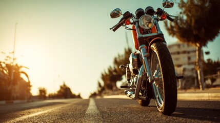 Obraz premium Classic motorcycle on sunny road