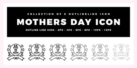 Collection of 6 Mother's Day Outline Icons