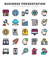 Business Presentation web icons in Lineal Color style.