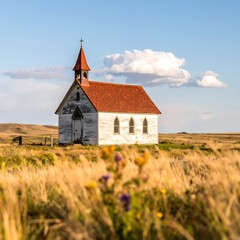Fototapeta premium Old Church in Field