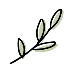 シンプルな手書き風葉っぱのイラスト素材