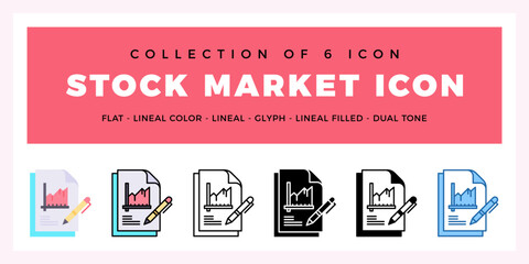 Pack of 6 Vector Stock Market icon