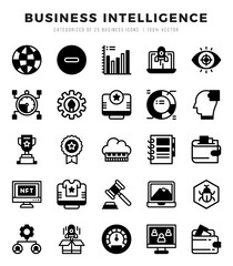 Business Intelligence web icons in Lineal Filled style.