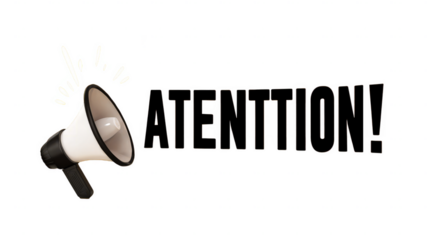 Attention megaphone announcement important message alert public notice communication urgent call , isolated on transparent background