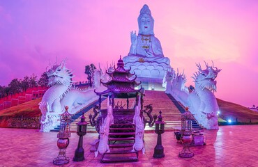 White Guan Yin and Dragon Staircases in Chiang Rai, Thailand