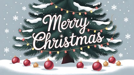 christmas greeting card with christmas tree