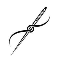 Elegant Sewing Needle Vector Illustration – Minimalist Line Art for Tailoring, Crafts, and Fashion