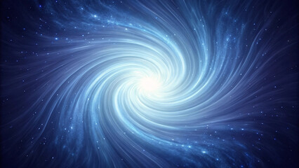 Cosmic blue spiral galaxy formation, swirling energy patterns creating mesmerizing vortex effect against deep space background with stellar elements.