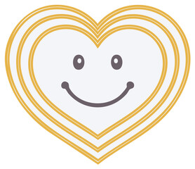 Happy Face Heart with Multiple Borders, Isolated Cartoon Graphics