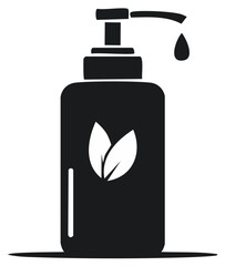 Fototapeta premium Natural Liquid Soap Dispenser with Leaf Logo and Dripping Drop, Spa Style