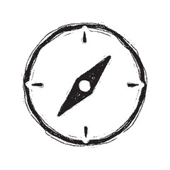 Hand drawn compass icon, navigation sketch, direction doodle symbol, vector line art illustration.
