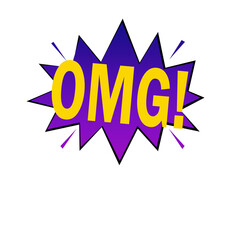 gradient OMG comics style sticker vector art on white background