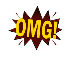 gradient OMG comics style sticker vector art on white background