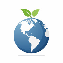Earth Globe With Green Leaves