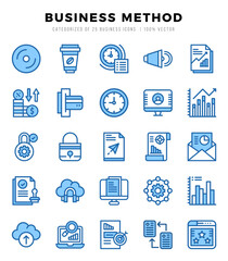 Vector icons set of Business Method. Two Color style Icons.