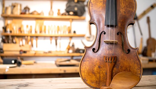 Violin in a woodworking shop