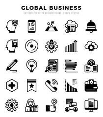 Global Business icons Pack. Lineal Filled icons set. Global Business collection set.