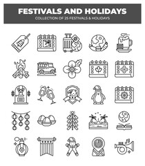 Collection of 25 Festivals and Holidays. A Visual Guide to Global Celebrations