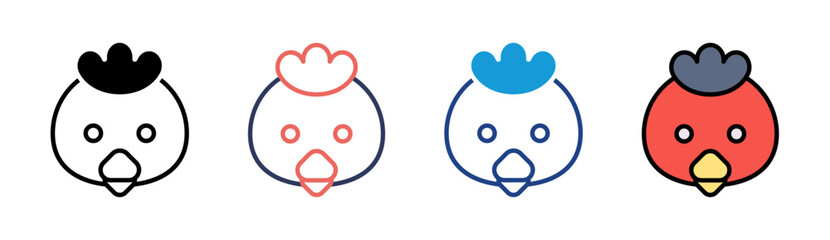 Chicken Icon Set Multiple Style Collection