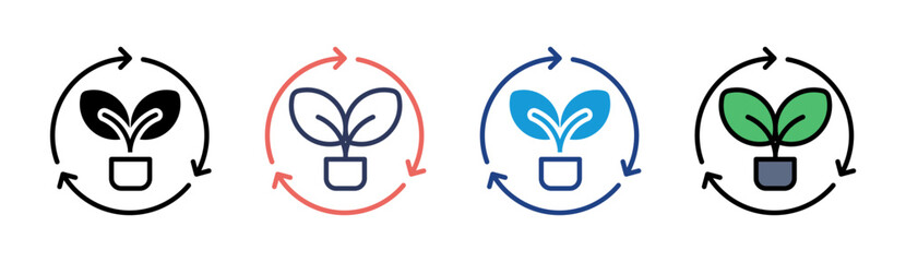 Plant Recycle Icon Set Multiple Style Collection