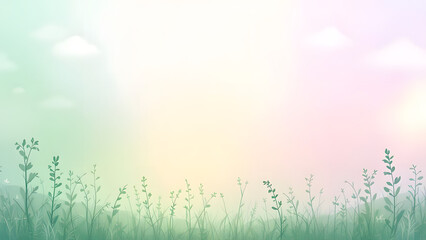 Obraz premium Soft pastel meadow with delicate grass silhouettes