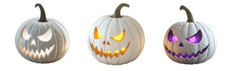 White color Pumpkin Halloween Set - 3 Halloween Pumpkin in one set