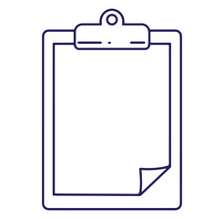 Minimalist line art illustration of a blank clipboard with a folded corner paper