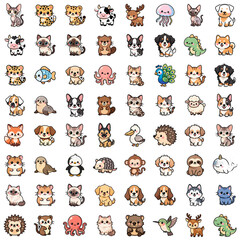 Transparent PNG, 64 Collection of cute animal stick
