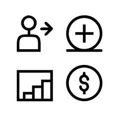 Vector art of icon set showing customer acquisition, growth, and financial success