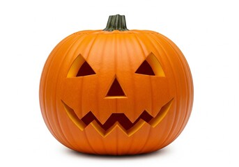 Halloween pumpkin isolated on white background, clean commercial stock photo.