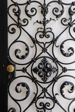 Close-up of iron gate detail