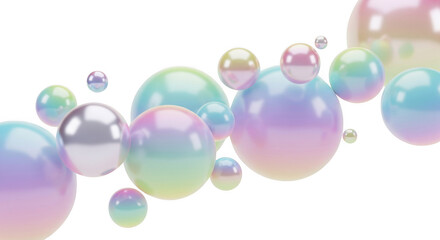 Aesthetic multicolored pearl spheres on a black canvas abstract background