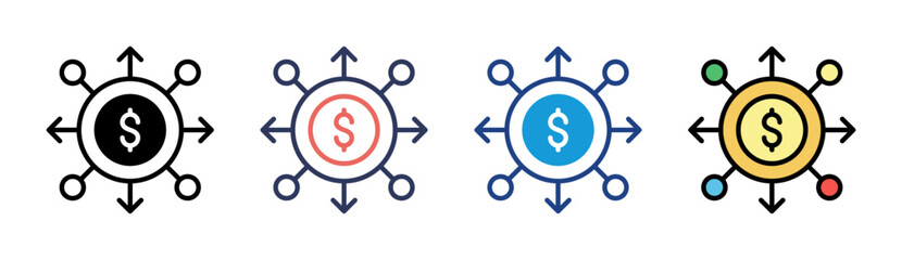 Financial Flow Icon Set Multiple Style Collection