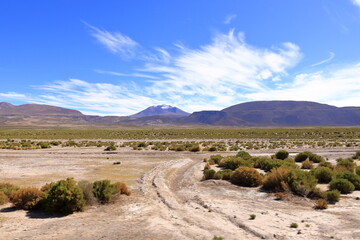 landscape on a road trip from Uyuni to the south of Bolivia