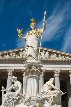 Athena Fountain in front of Austrian Parliament Building 