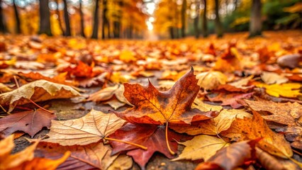 Autumn path covered in fallen colorful leaves