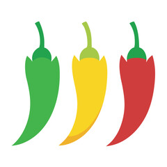 Three cartoon chili peppers