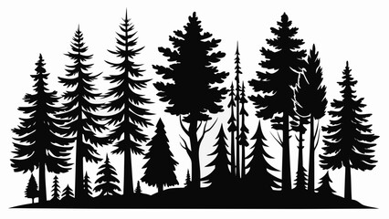 Fototapeta premium Vector art of silhouette of evergreen trees for design element