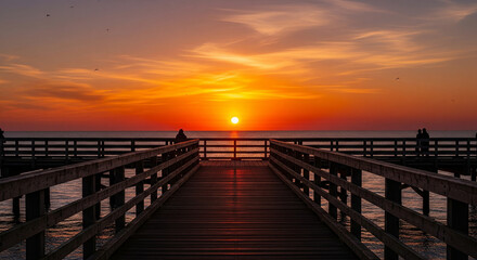 Obraz premium sunset on the pier