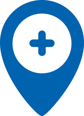 Fototapeta premium Medical Location Icon – Hospital and Clinic Map Pin Vector