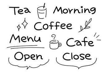 カフェの手書き文字セット