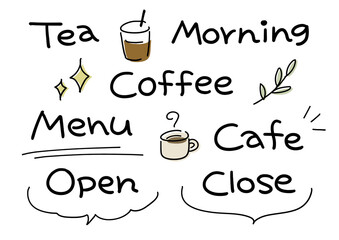 カフェの手書き文字セット