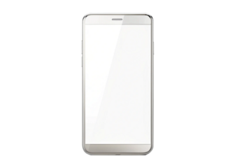 Transparent blank mobile screen  isolated on white background