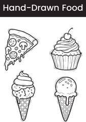 Real estate Hand-Drawn Food icon design on Black and White Vector Backgrounds